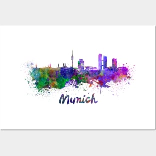 Munich skyline in watercolor Posters and Art